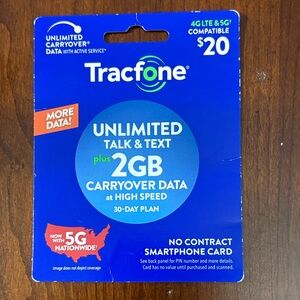 Tracfone Unlimited Talk & Text Plan Card NWT